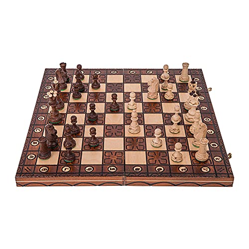 Square - Schach Schachspiel - JUNIOR LUX - 41 x 41 cm - Schachfiguren & Schachbrett aus Holz