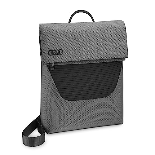 Audi collection Unisex 3152300500 Schultertasche Ringe Logo Tasche, mit Tabletfach für 11 Zoll Tablets, grau/schwarz