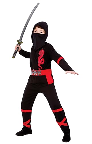 Wicked Costumes Kinder Jungen schwarz/rot Power Ninja Kostüm (5–7 Jahre)