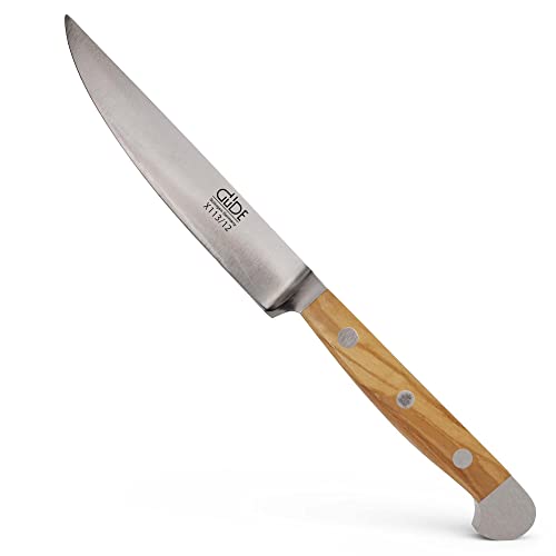 Güde Steakmesser - Serie Alpha - Klingenlänge: 12 cm - Griff: Olivenholz, Messer - Solingen - Deutsche Qualität, robust - scharf - geschmiedet - hochwertig