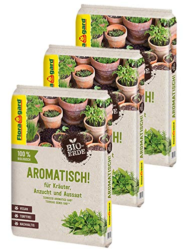 Floragard Anzucht- und Kräutererde "Aromatisch", (3 St.), Kräuter- und Aussaaterde, 3x10 Liter