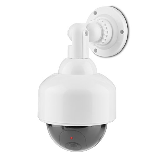 Diyeeni Dummy CCTV Kamera, Unechte Überwachungskamera 360 Grad Drehbar, Blinkendem Rotem Aufnahmelicht, Täuschend Fake Sicherheitskamera für Innen Außen