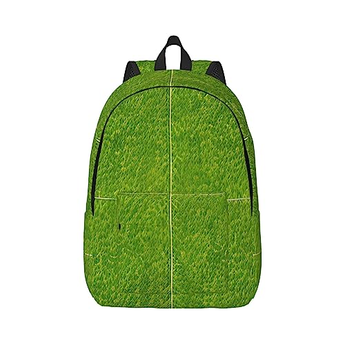 Green Grassland Canvas Große Kapazität Seesack mit verstellbaren Schultergurten für Schule Outdoor Sport, Schwarz , M