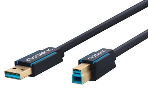 clicktronic USB 3.0 Anschlusskabel [1x USB 3.0 Stecker A - 1x USB 3.0 Stecker B] 0.5 m Blau vergoldete Steckkontakte