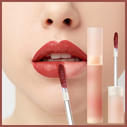 Lip Mud Lasting Lipstick Lip Glaze Non Stick Cup Non Fade Lip Gloss Non Pull Dry Waterproof Sweatproof Lipstick 2ML Erde Lippenstift (D, One Size)