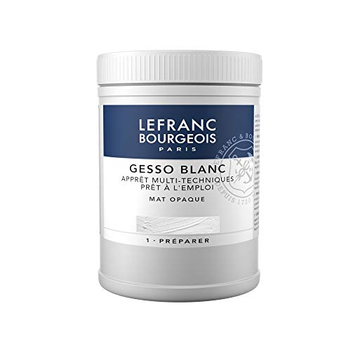 Lefranc & Bourgeois 300658 Gesso, weiss, universalgrundierung für Acrylfarben, gebrauchsfertig, matt opak, deckend, für Leinwand, Papier, Stein, Holz, Gips, 500ml Topf, Weiß