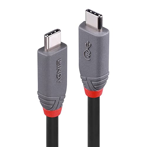 Lindy 0,8 m USB 4 Typ C Kabel, Anthra Line, USB 4, kompatibel mit Thunderbolt 3, 40 Gbit/s Datenübertragung, PD 3.0 100 W Ladung, 8K @ 60 Hz, Dual 4K Video