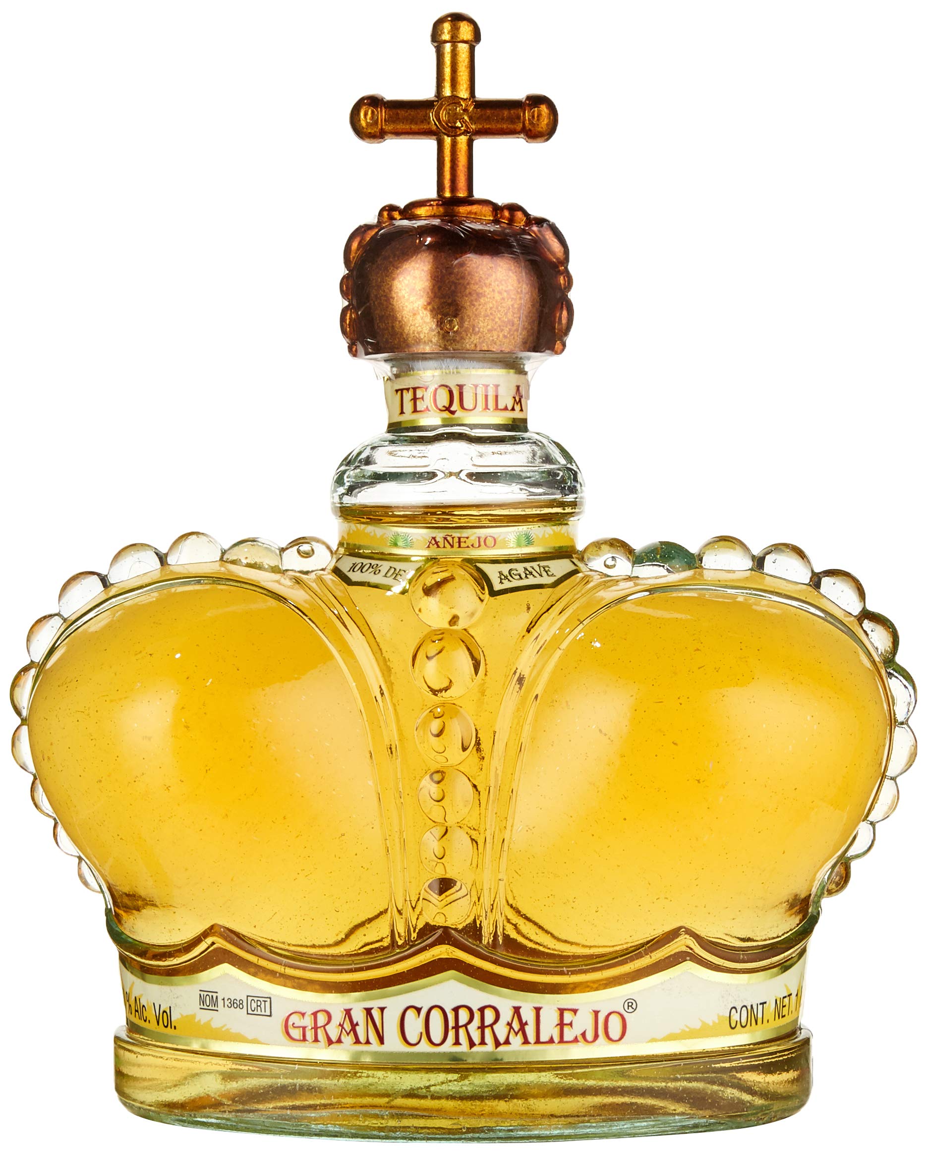 Corralejo Tequila Gran Corralejo | Premium Añejo Tequila | Zu 100% aus blauen Agaven | 12 Monate in Limousin-Eichen Fässern gelagert| Außergewöhnliches Flaschendesign | Glänzend goldene Farbe| 38% Vol. | 1000ML