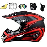 ASDGY Motocross Helmet/Kinder Motorrad Fahrrad Helm,Geeignet für Kinder und Erwachsene Fullface MTB Helm Kinder Cross Helm (XL(61-62cm))