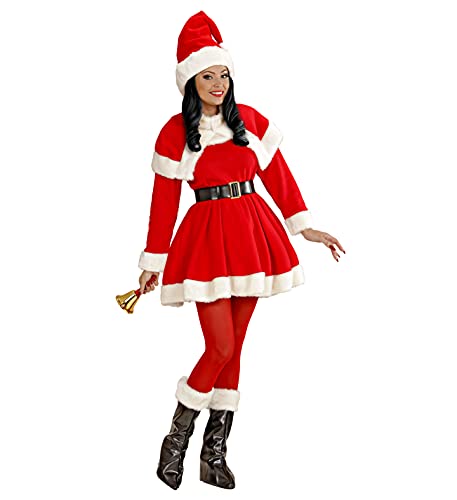 trendmile Premium Luxus Miss Santa Claus Weihnachtsmann Kostüm mit Kleid, Gürtel, Mäntelchen, Stiefelbedeckung & Mütze (M)