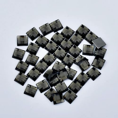 WAJIJD 8 10 12 14 16 mm quadratische Kristall-AB-Acryl-Strassapplikationen mit Flacher Rückseite, Nicht Hotfix-Kristalle, Steine zum Nähen, Basteln, Grau, 8 mm, 500 Stück