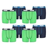 PUMA 8 er Pack Boxer Boxershorts Jungen Kinder Unterhose Unterwäsche, Farbe:686 - Green/Blue, Bekleidung:164
