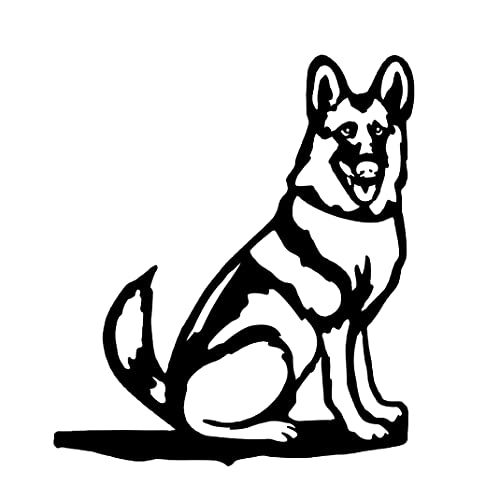 DIYBravo Metall Hund auf AST sitzend, Art-Lebensechte Hundfigur Tier Silhouette Baum Kunst Stahl Hof Garten Dekoration, Wand Zaunpfahl Deko Statuen (Alsatian)