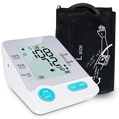 DYHQQ Blutdruckmessgerät für Oberarm, genaues automatisches Blutdruckmessgerät für den Heimgebrauch und Herzpulsmessgerät mit Manschette 22-48 cm