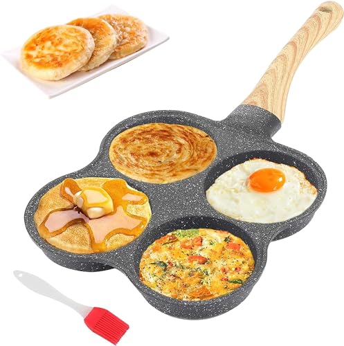 Antihaft-Bratpfanne, 4-Tassen-Aluminium-Eierpfanne Omelett-Maker Frühstückspfannkuchen-Maker für Gasherd-Induktionsherd