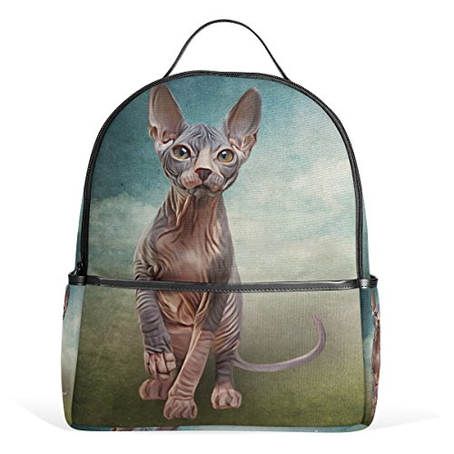 ALAZA Sphynx Kätzchen-Katze-Rucksack für Schule Bookbag