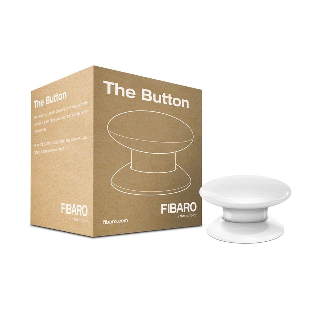 FIBARO The Button White / Z-Wave Plus Drahtlose Tragbare Schalt-Knopf, Weiß, FGPB-101-1