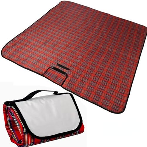 ISOLAY Picknickmatte, wasserdicht und dick, tragbar, feuchtigkeitsbeständig und verschleißfest, leicht faltbar, geeignet für draußen und so weiter (rot, 200 x 200 cm)