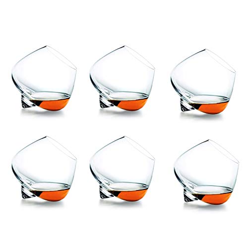 Ledph Whisky KristallgläSer, Whiskey Cognac Schwenker Glas, Wiskey RumgläSer Tumbler Shot Glass Wasser GläSer Trinkgeschirr FüR Bourbon, Scotch, Irish Wisky, Rum, Tequila, Cocktail, Wodka, Gin,6pcs
