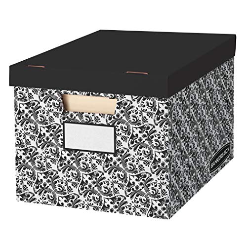 Bankers Box Dekorative Aufbewahrungsbox mit Deckel, Schwarz und Weiß, 10 Stück (0035501)