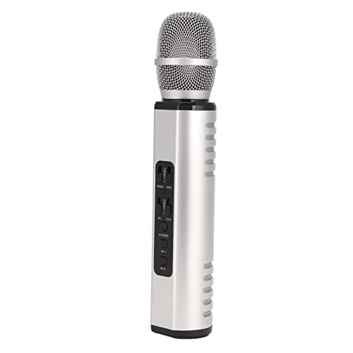Karaoke-Bluetooth-Mikrofon, K6 Kabelloses Handheld-Mikrofon Tragbares Mikrofon mit Geräuschunterdrückung Lautsprecher-Maschine für Erwachsene Kinder PC-Smartphones(Silber)