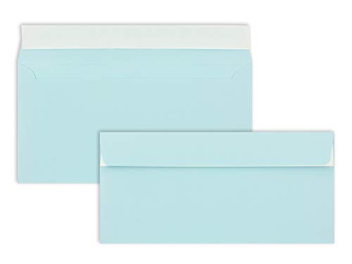 300 Brief-Umschläge DIN Lang - Hellblau - 110 g/m² - 11 x 22 cm - sehr formstabil - Haftklebung - Qualitätsmarke: FarbenFroh by GUSTAV NEUSER
