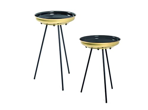 HAKU Möbel 2-Satz Tisch, Stahlrohr, schwarz-Gold, Ø: 38 x 56 cm