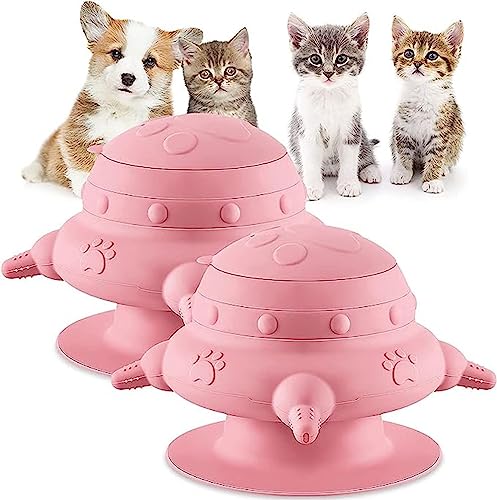 2 Stück Pet Silicone Doggie Cat Feeder Pet Milk Silicone Bowl Feeder Mit 4 Nippeln Für Neugeborene Haustiere Kätzchen Welpen Futternapf (Color : Pink+Pink)