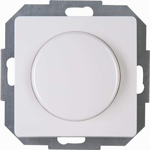 Kopp Paris arktis-weiß, Universal-Dimmer mit Druck-Wechsel-Schalter für LED, Phasenan- und Phasenabschnitt, LED 3-100 Watt, Glühlampen 10-250 Watt, 846002086