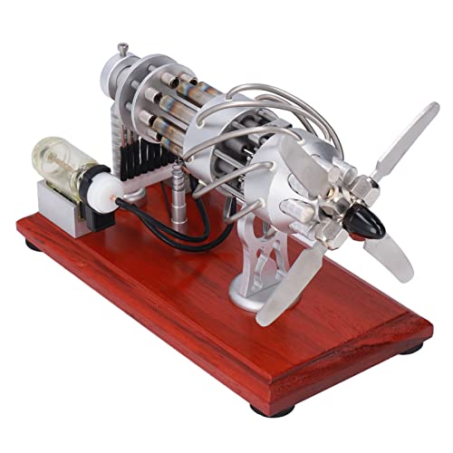 Stirlingmotor-Generator, Stirlingmotor-Modell 16-Zylinder-Taumelscheiben-Unterricht mit Gummiunterlage für Physik-mechanisches Lernen für Klassenzimmer für und Erwachsene