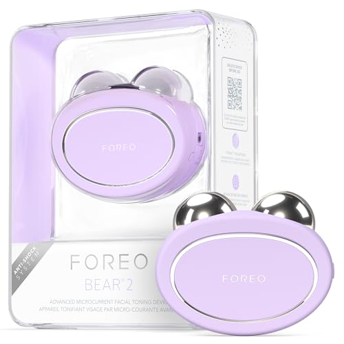 FOREO BEAR 2 Gesichtsmassagegerät mit Mikrostrom für Face Lifting & Toning - Anti Aging Gerät - Strafft & Festigt - Doppelkinn Entferner - Nicht-invasives Skincare Tool - Lavender