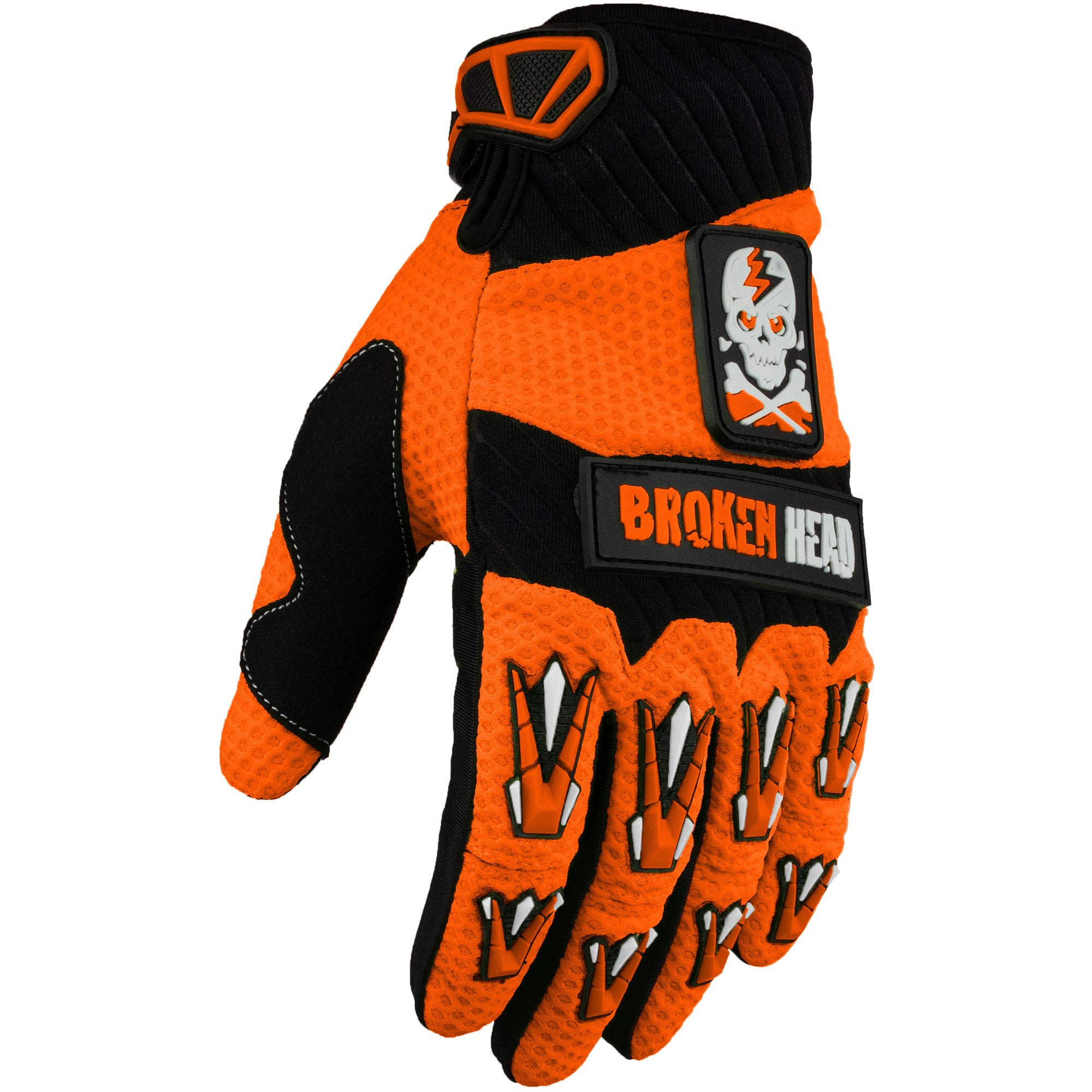 Broken Head MX-Handschuhe Faustschlag - Motorrad-Handschuhe Für Motocross, Enduro, Mountainbike - Orange - Größe S