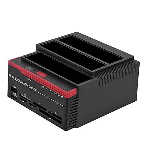 Dual-Bay 2,5-Zoll-3,5-Zoll-USB 3.0 zu SATA/IDE-Festplatte Dockingstation-Unterstützung Festplatten-Offline-Klon + HUB-Reader(EU-Stecker)(100-240V)