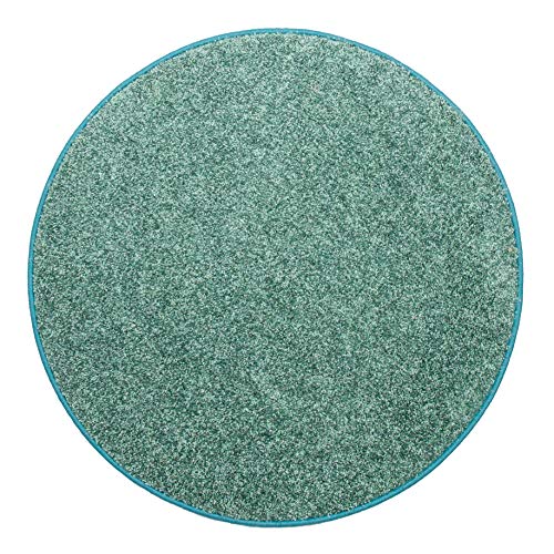 misento Shaggy Hochflor Teppich für Wohnzimmer Langflor, schadstoff geprüft 100 % Polypropylen, aqua rund 133 cm