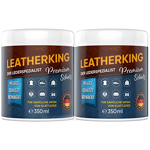 LeatherKing - Natürliche Anti-Aging Lederpflege, 350ml | Lederbalsam für Auto, Lederjacke, Handtaschen, Ledercouch, Schuhe, Pferde Sattel und vieles mehr - Premium Lederfett (3 Dosen)