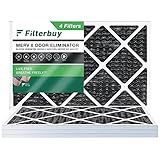 Filterbuy 16 x 25 x 1 Luftfilter MERV 8 (Allergen-Geruchsbeseitiger), plissierter HVAC AC Ofenfilter mit Aktivkohle (4er-Pack, schwarz)