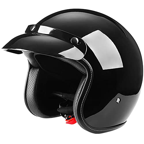3/4-Helm mit Visier Motorradhelm Schnellverschluss bequem und langlebig für Erwachsene Männer Frauen Rallye Motocross DOT/ECE-geprüft 3,XL(60-61CM)