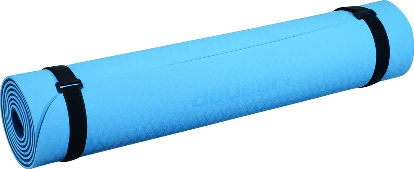 Deuser Unisex – Erwachsene Yoga Matte TPE, hellblau/dunkelblau, 183 x 61 cm