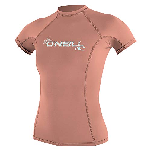 O'Neill Wetsuits Women's Basic Skins Short Sleeve Sun Shirt Rash Vest, Light Grapefruit, M