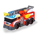 Dickie Toys - Feuerwehrauto mit Wasserspritze - Feuerwehr-Spielzeug groß (37,5 cm) für Kinder ab 3 Jahre, Auto mit ausziehbarer Leiter, Greifarm, Pfeilschuss-Funktion, Licht & Sound