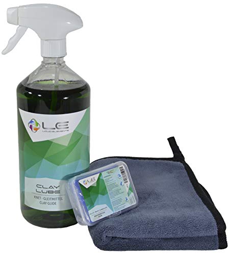 Lackreinigungs-Set - Liquid Elements Reinigungsknete 100g + Liquid Elements Clay Lube 1000ml + ADVANTUSE Mikrofasertuch 1 STK