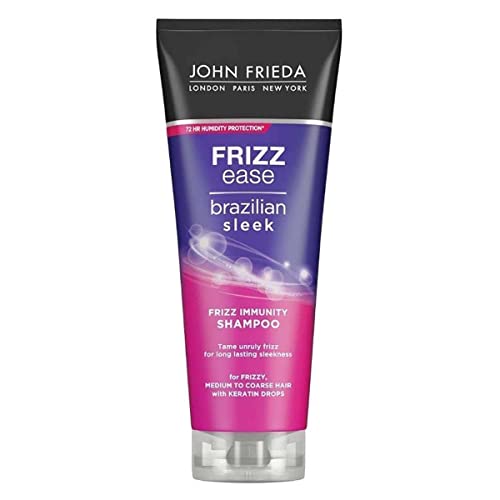 John Frieda Frizz Ease Brazilian Sleek Frizz Immunity Smoothing Shampoo, 500 ml, für krauses mittleres bis grobes Haar