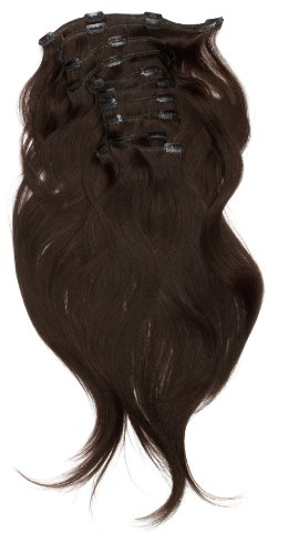 Love Hair Extensions Haarverlängerung aus Echthaar Komplett-Set Silky Straight 45 cm Natural Black 10 Haarteile