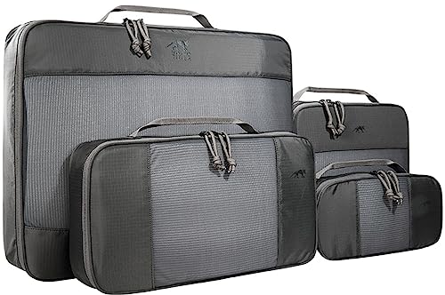 Tasmanian Tiger TT Mesh Pocket Set XL 4-teiliges Pack-System, Packing Cubes für Koffer, Rucksack oder Reisetasche; Pack-Taschen Set, 2l + 5l + 6l + 20l Volumen, Titan Grey