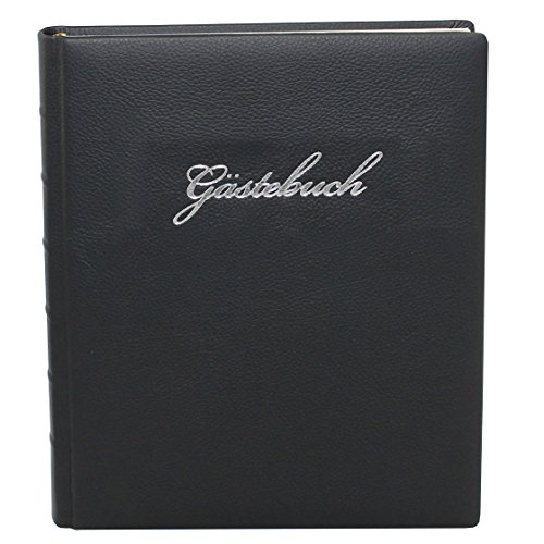 Gästebuch Leder schwarz mit Silberschnittblock und Prägung Gästebuch