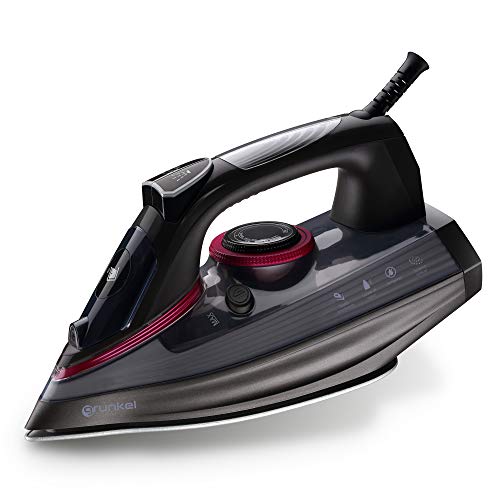 Grunkel PL-28ANODICED Steam Iron for Clothes with Lightweight Anodised Sole 180 g Self-Cleaning System 2800 W Anti-Limescale and Drip Function, Black