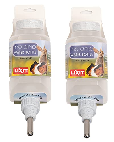 Lixit Top Fill tropffreie Wasserflaschen für Kaninchen, Frettchen, Hamster, Meerschweinchen, Ratten, Chinchillas und andere Kleintiere (473 ml, Granit), 2 Stück