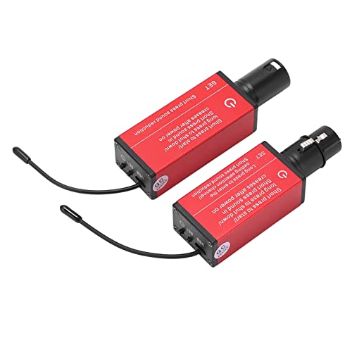 Drahtloses Mikrofonsystem, eingebauter Lithium-Batterie-Metall-XLR-Sender-Empfänger UHF-Technologie 10-Kanal für Konferenzen(rot)