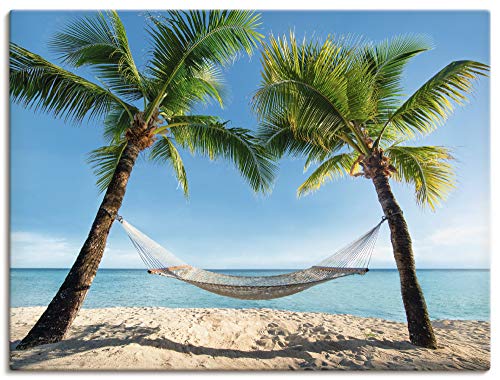 Artland Qualitätsbilder I Wandtattoo Wandsticker Wandaufkleber 120 x 90 cm Landschaften Amerika Karibik Foto Blau B6VD Urlaub Palmen Strand Hängematte