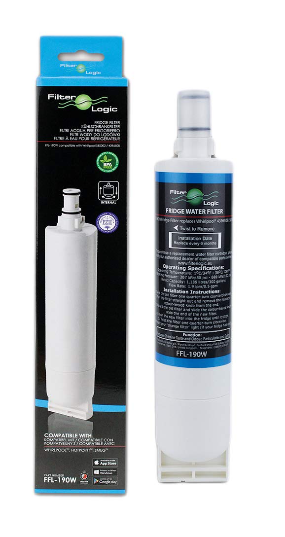 FilterLogic FFL-190W Kühlschrank-Wasserfilter kompatibel mit Whirlpool 4396508, 4396510, Maytag, KitchenAid, Hotpoint, SBS002, SBS003, SBS200, S20BRS, EDR5RXD1; 461950271171; 481281729632 - 1 Stück